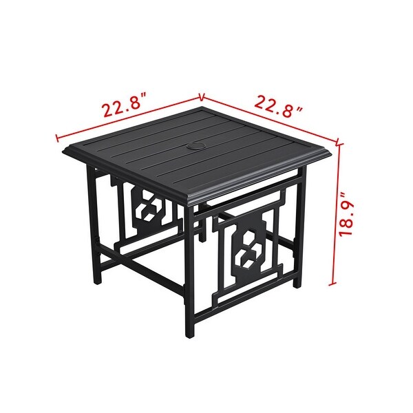 PATIO FESTIVAL Square Metal Outdoor Side Table w/ Umbrella Hole