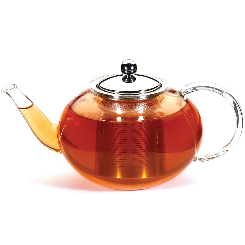 GROSCHE JOLIETTE Glass Infuser Teapot， Stainless Steel Lid and Strainer