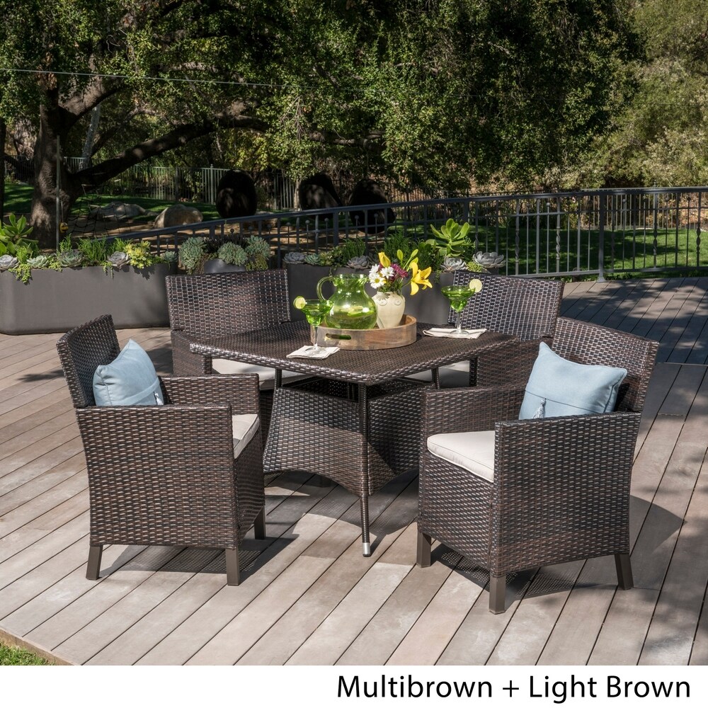 Cypress Outdoor 5 piece Square Wicker Dining Set with Cushions by Christopher Knight Home