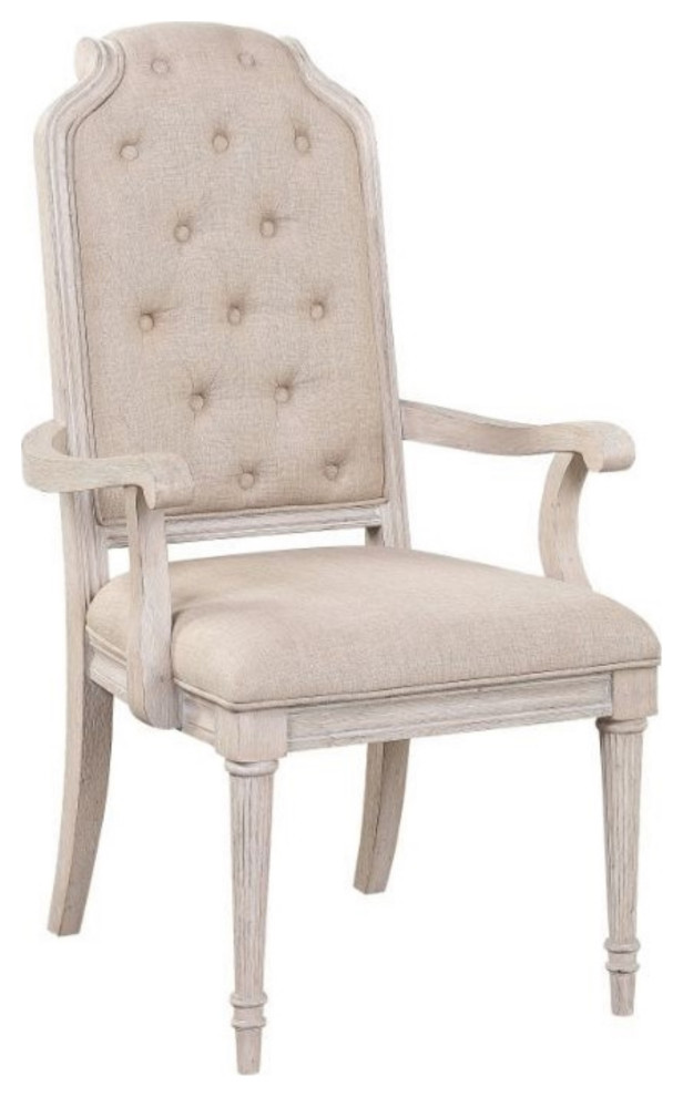 ACME Wynsor Arm Chair  Set of 2  Fabric and Antique Champagne   French Country   Dining Chairs   by VirVentures  Houzz