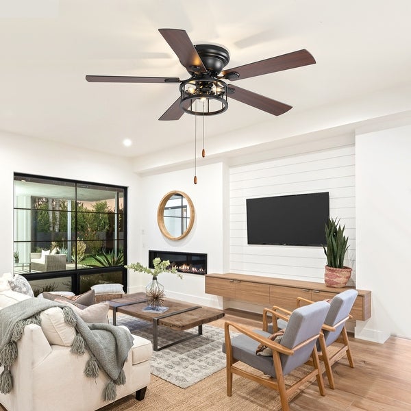 52-in Black Industrial Indoor Ceiling Fan with Light (5-Blade) Shopping - The Best Deals on Ceiling Fans | 40971738