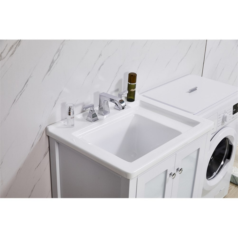 Stufurhome Carter 27 in. x 34 in. White Engineered Wood Laundry Sink   Modern   Utility Sinks   by clickhere2shop  Houzz