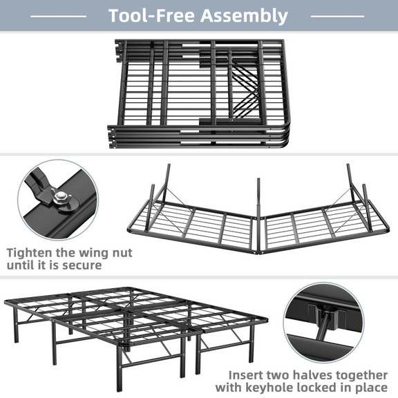 Costway 70321546 Twin/Full/Queen Size Foldable Met...