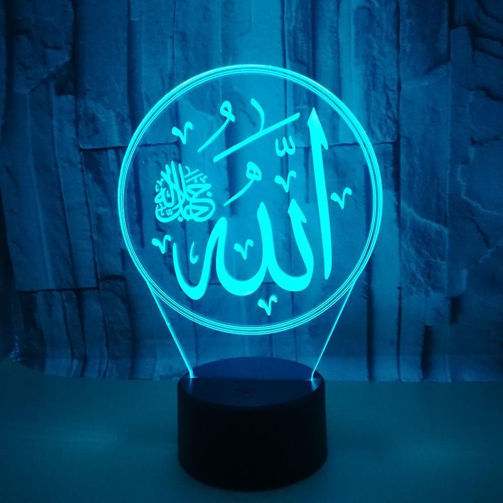 Muslim Allah 3d Night Light Islam Muhammad Home Decoration Lights 7 Color Change Remote Visual  Bedside Sleeeping Lighting Gifts