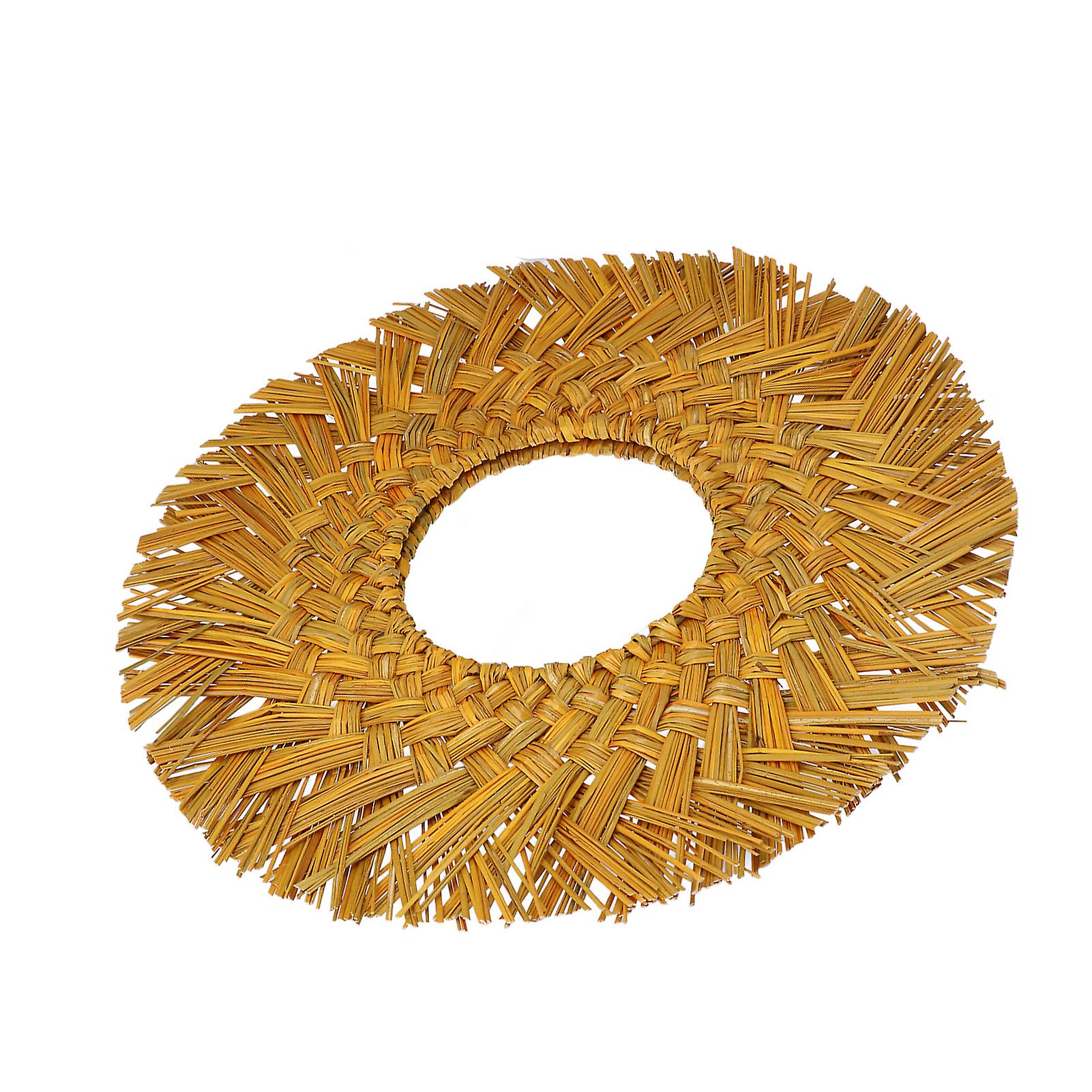 Straw Plaited Hanging Mirror Decoration Retro Nordic Style Round Hand Woven  Dressing Mirroryellow Gold