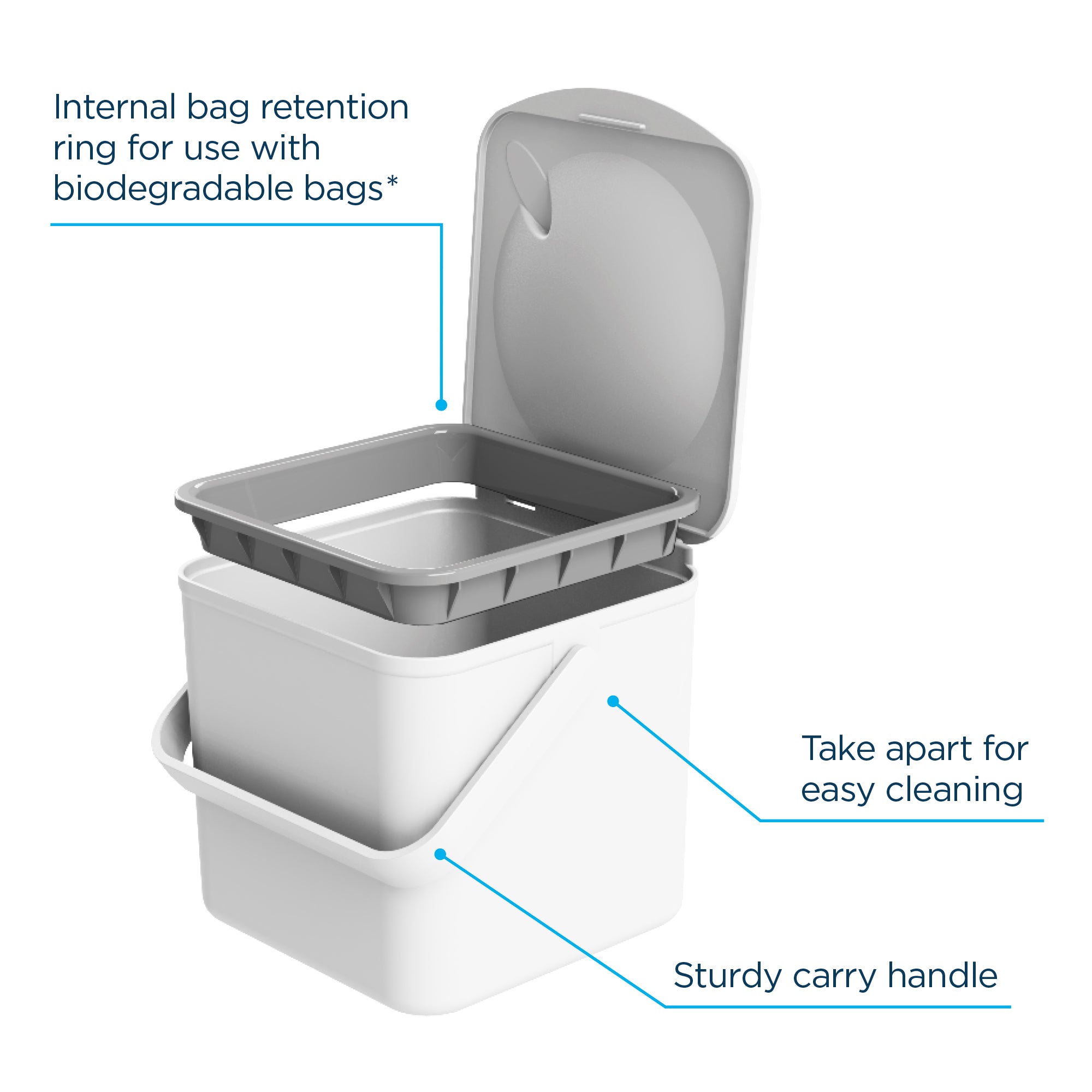 Minky Homecare 0.9 gal White Plastic Kitchen Composting Bin