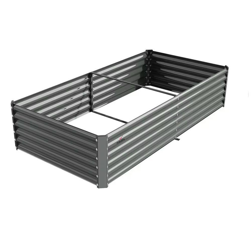 Cesicia 8 ft. L x 4 ft. W x 1.5 ft. H Gray Rectangular Galvanized Steel Raised Garden Bed Above Ground Modular Planter Boxes ANG007bedwyt