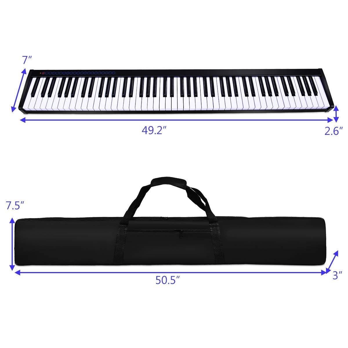 88-Key Portable Keyboard Piano, for Beginners Adults Kids, Black