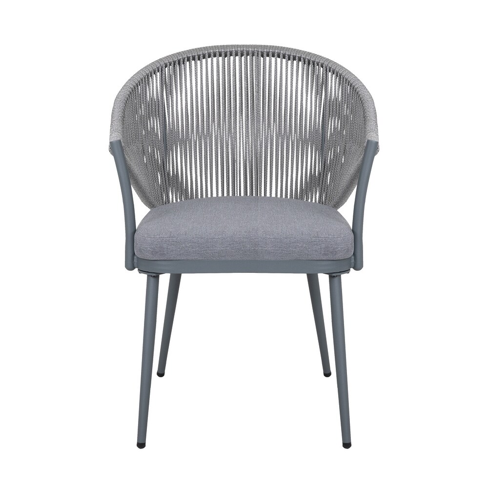 Aluminum Woven Rope Dining Chairs with Cushions (Set of 2)