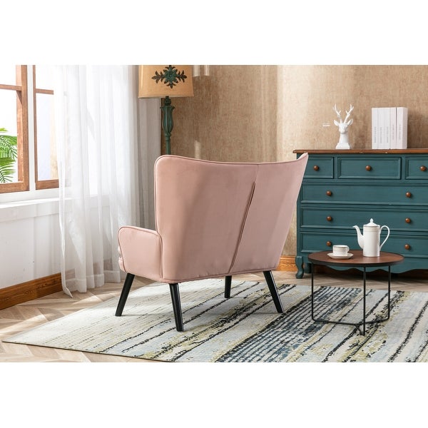 Cozy Mid-Century Accent Chair with High Back and Padded Seat， Pink