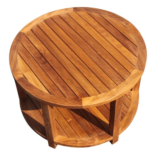 Chic Teak Bahama Round Outdoor Teak Wood Patio Coffee Table，31 inch