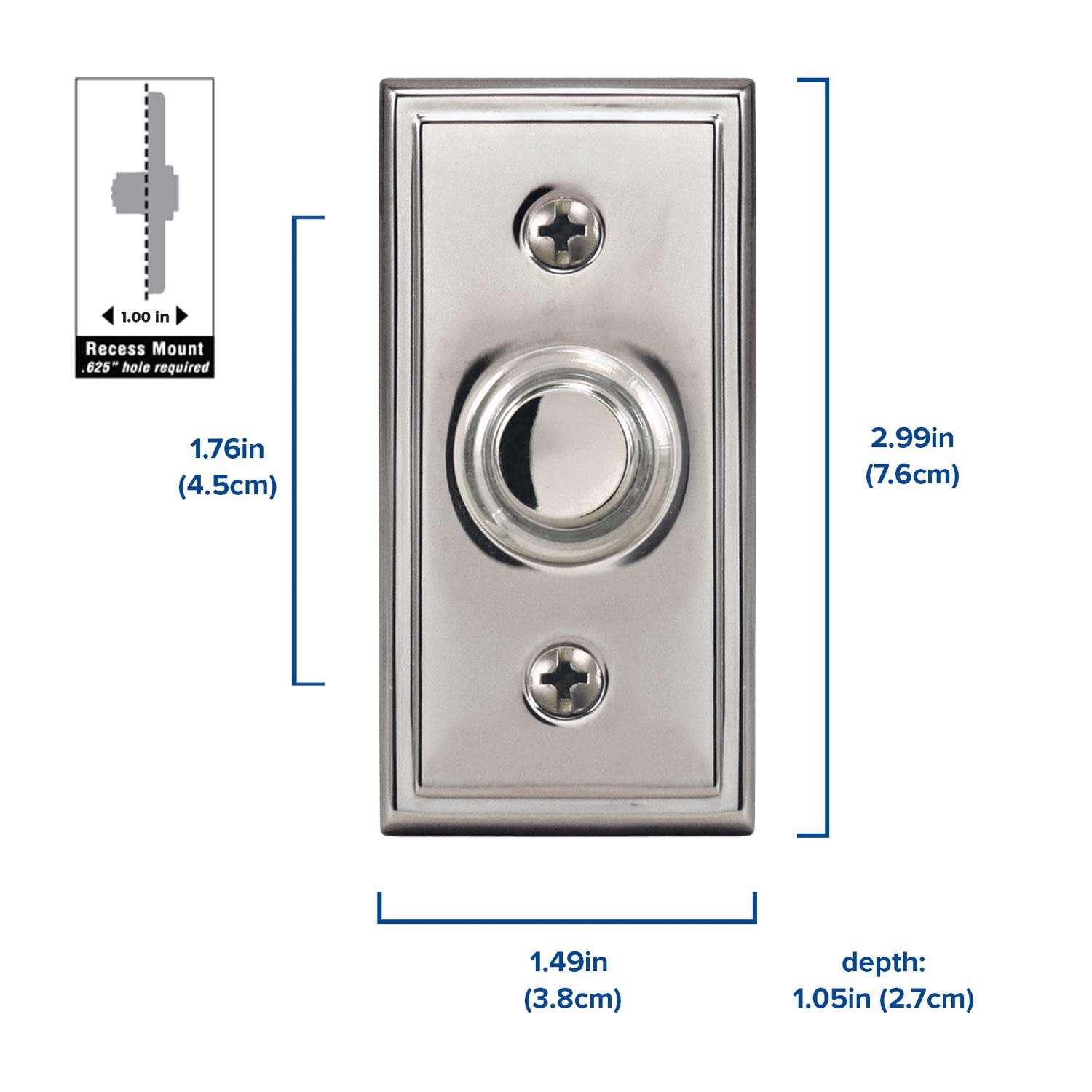 Heath Zenith Satin Nickel Silver Metal Wired Pushbutton Doorbell