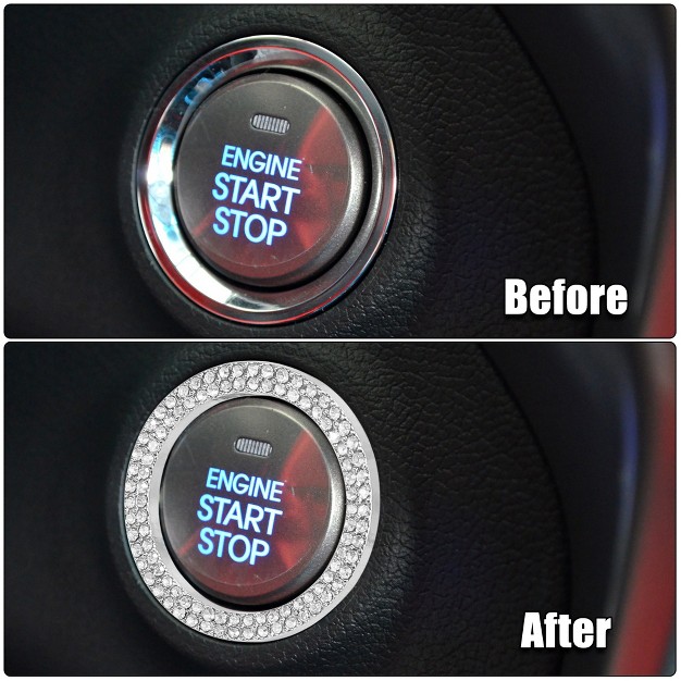 Unique Bargains Car Engine Start Button Decoration Ring 2 Pcs