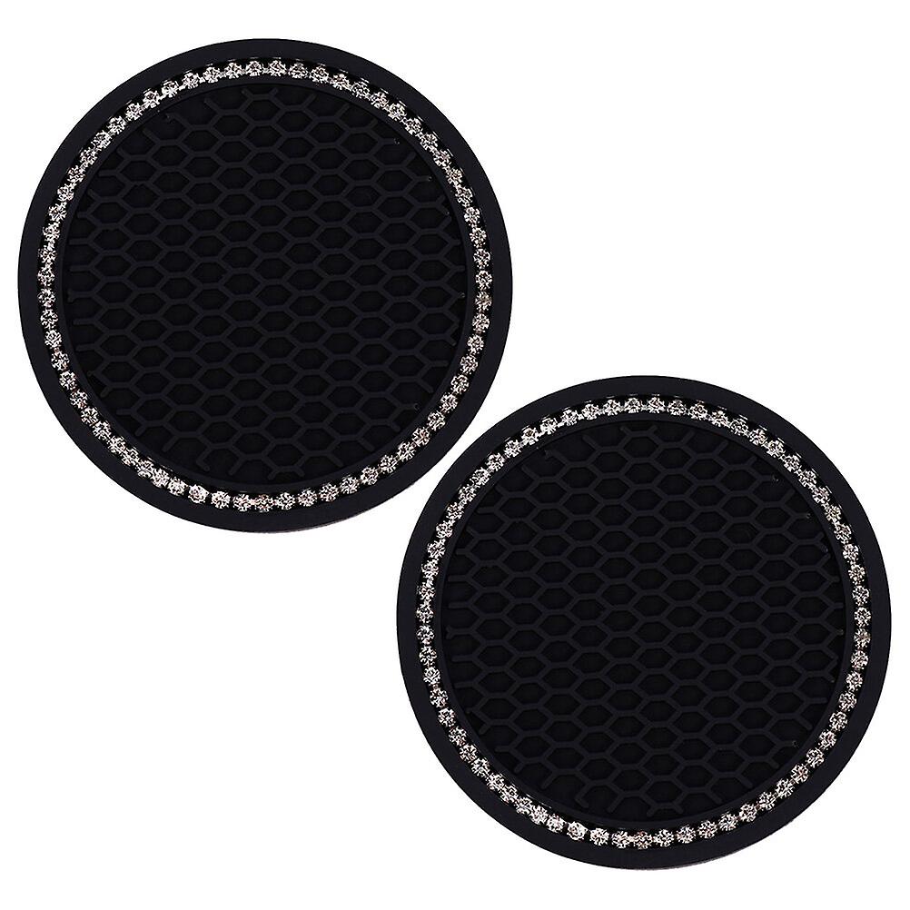 2pcs Bling Car Cup Coaster Universal Anti-slip Silicone Vehicle Cup Coasters