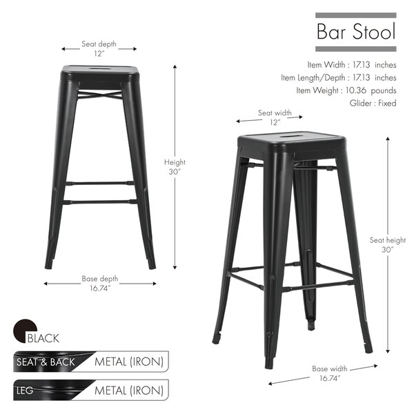 Carbon Loft Raven Stackable Metal Bar Stool