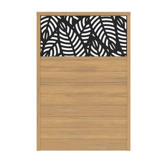 Barrette Outdoor Living 6 ft. x 4 ft. Cypress Vinyl Fence with Sanibel Black Decorative Screen 73032564