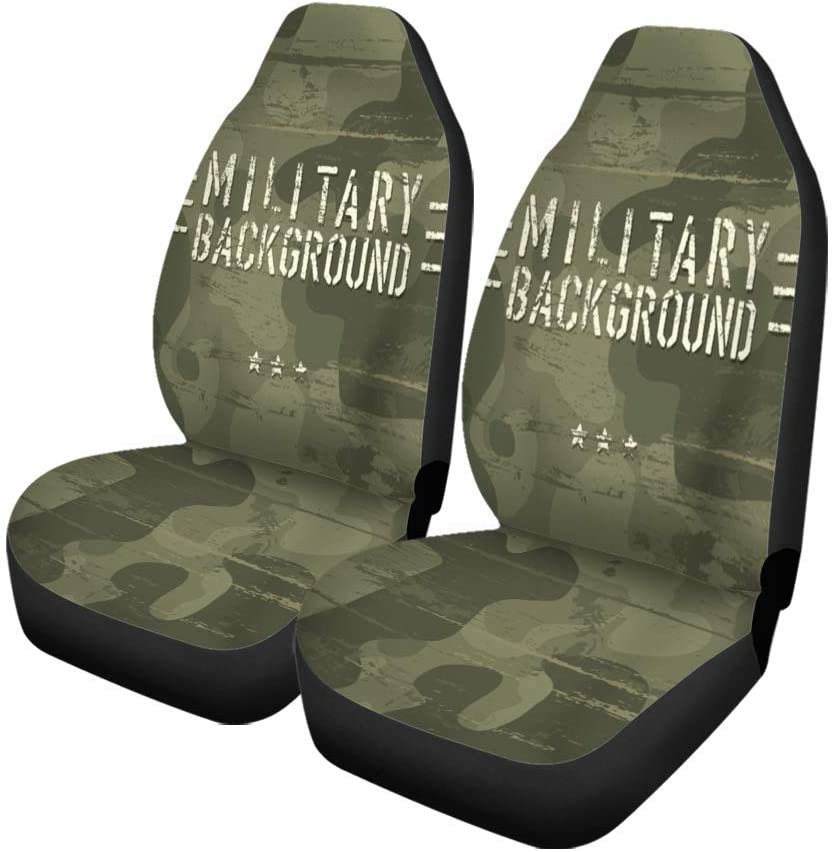 ZHANZZK Set of 2 Car Seat Covers Green Camouflage Universal Auto Front Seats Protector Fits for Car，SUV Sedan，Truck