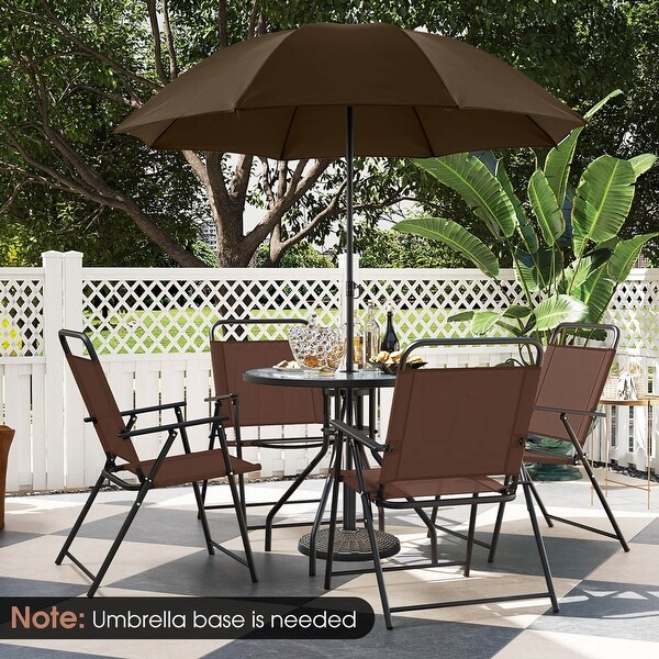 Costway Patiojoy 6 PCS Patio Dining Set Folding Chairs Glass Table