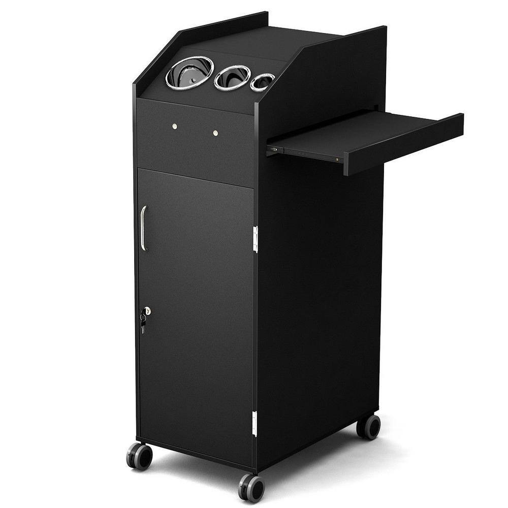 Boyel Living Black Steel Salon Trolley Cart with Drawers and Wheels HYSN-86992BK