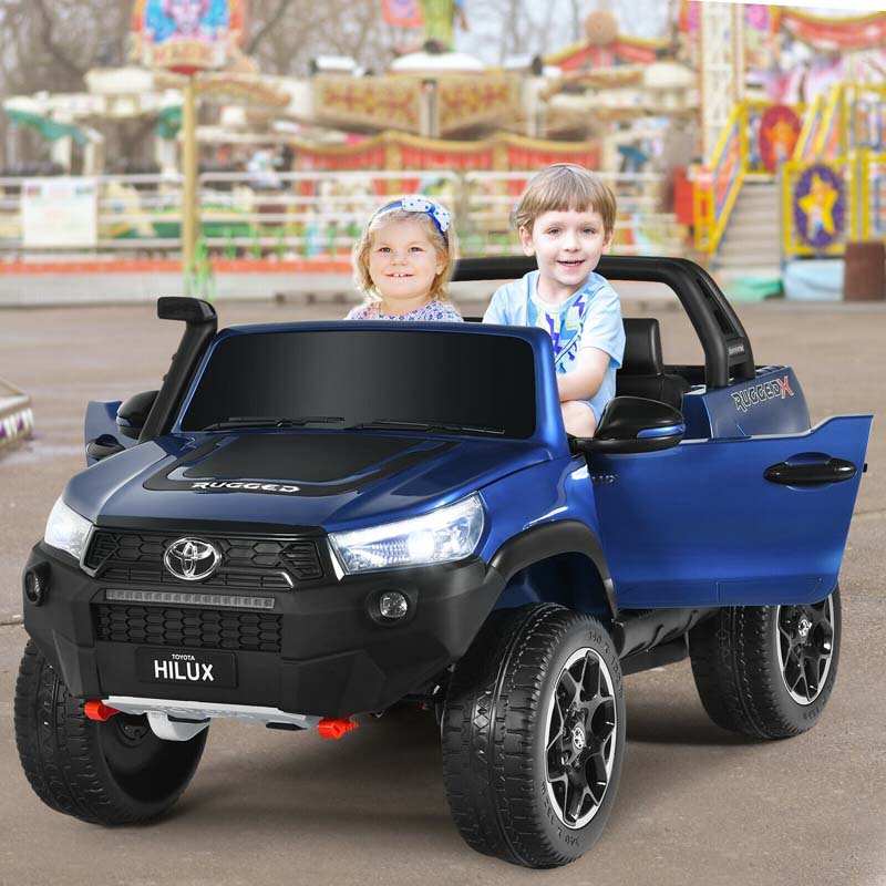 Licensed Toyota Hilux 2-Seater Kids Ride on Car 4WD 2x12V Battery Powered Riding Toy Truck with Remote