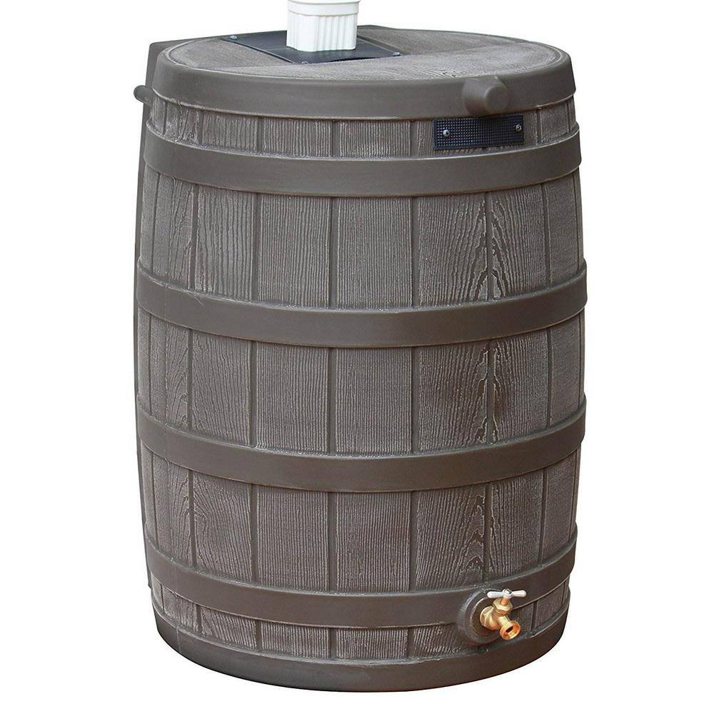 Good Ideas Rain Wizard 50 Gal. Plastic Rain Barrel with Brass Spigot (4-Pack) 4 x RW50-OAK