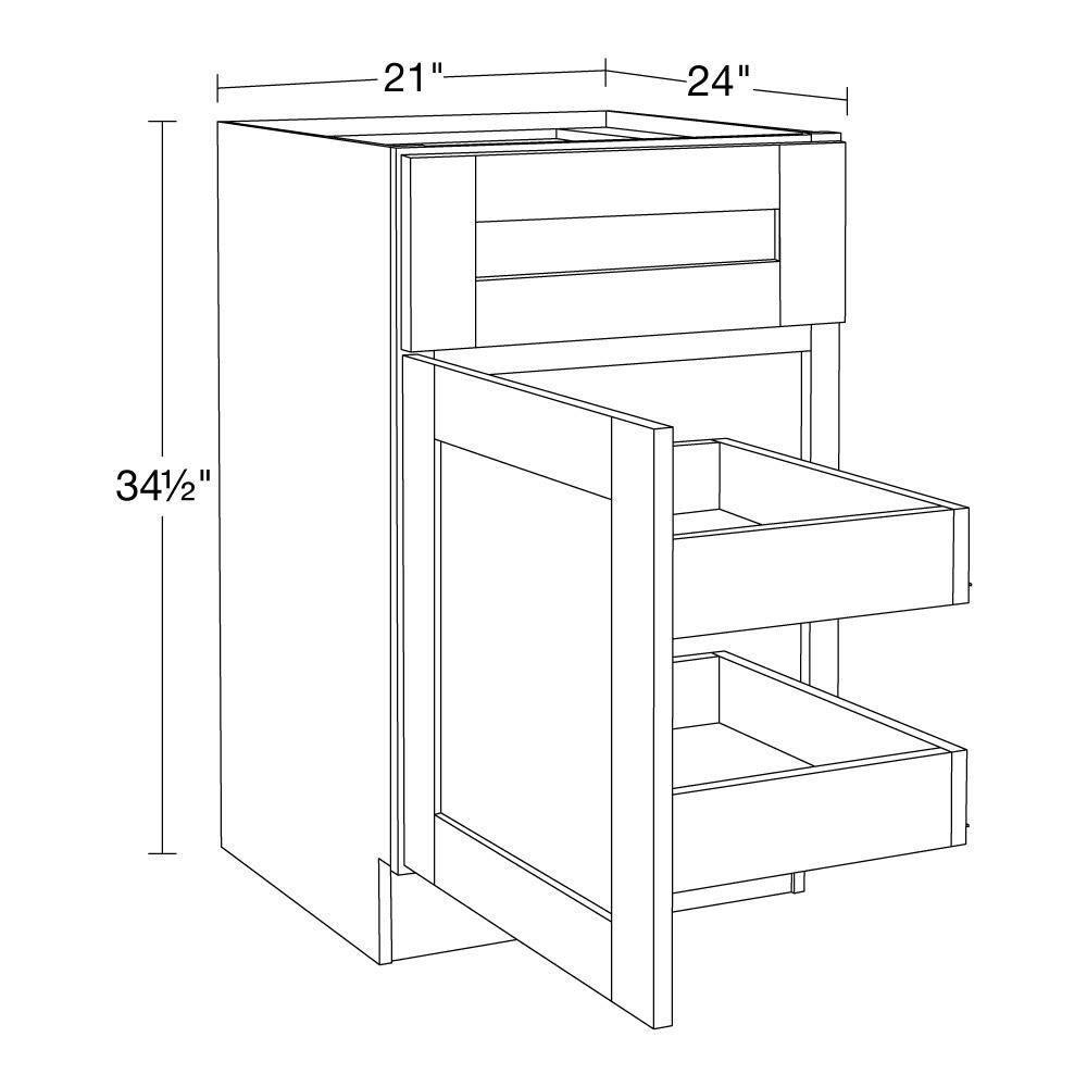 Home Decorators Collection Washington Vessel Blue Plywood Shaker Stock Assembled Base Kitchen Cabinet Soft Close 21 in. x 34.5 in. x 24 in. B21L-2T-WVB