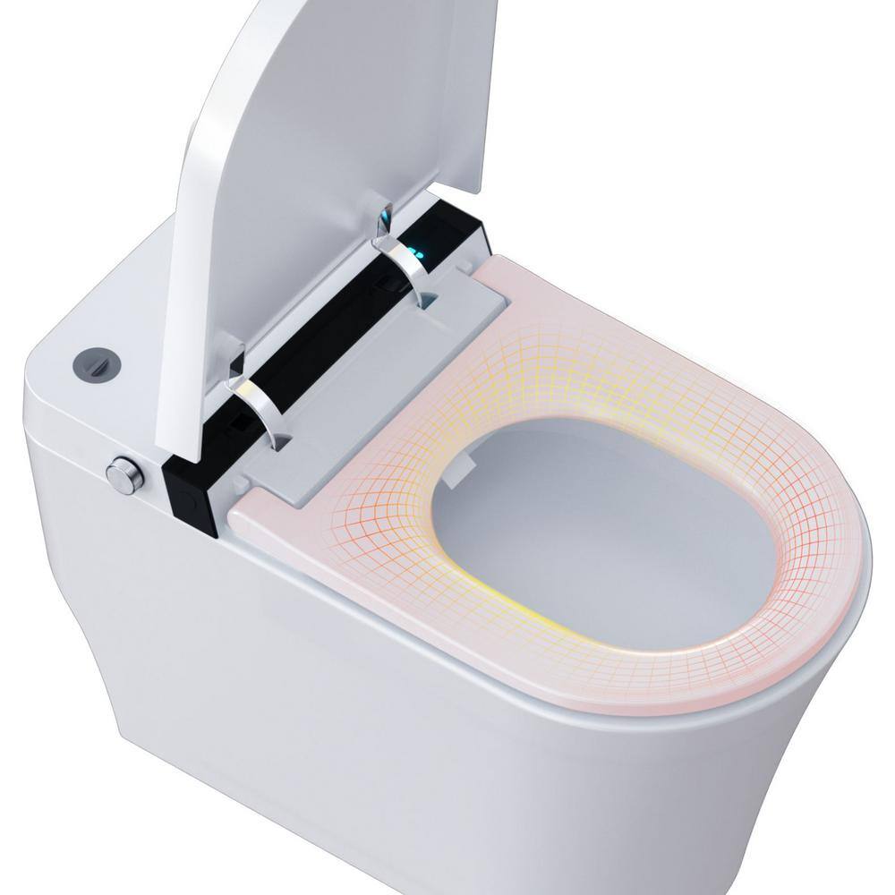 Aoibox 11 in. Rough 1-Piece 1GPF Single Flush Elongated Smart Toilet in White Seat Included SNMX5130