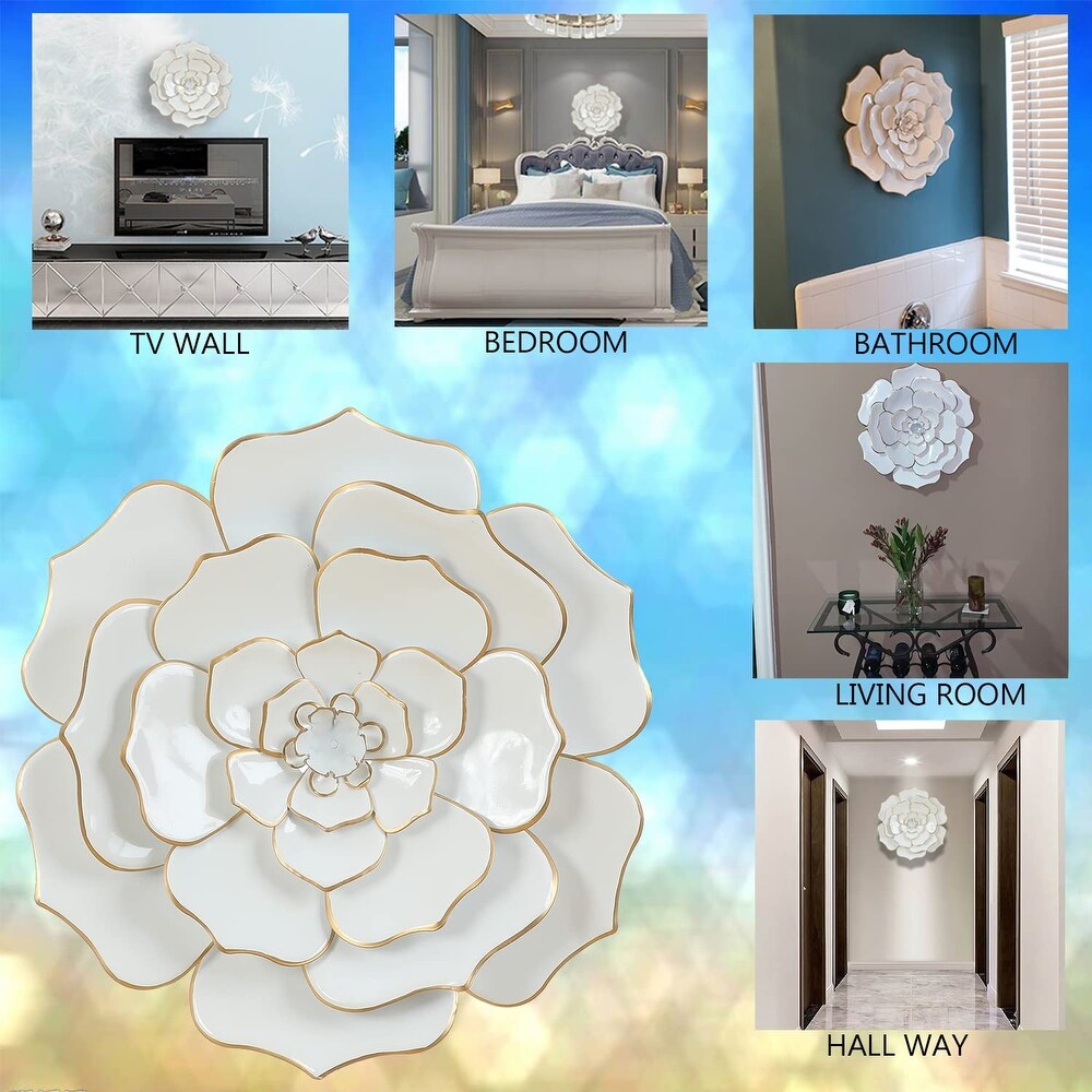 Carson Carrington Mjugg White Metal Flower Wall Art