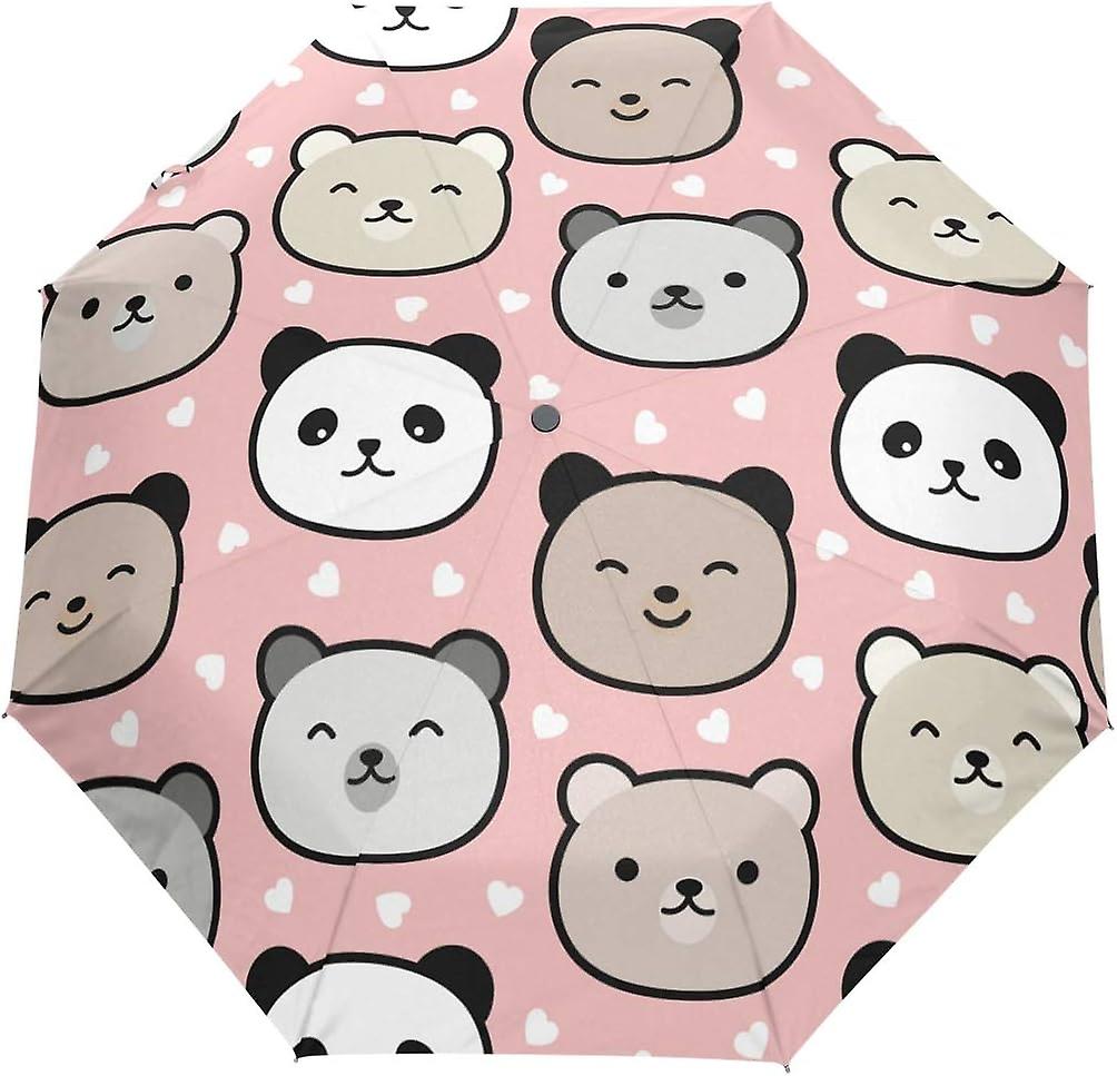 Travel Umbrella Automatic Windproof Foldable Umbrella Cute Panda Bear