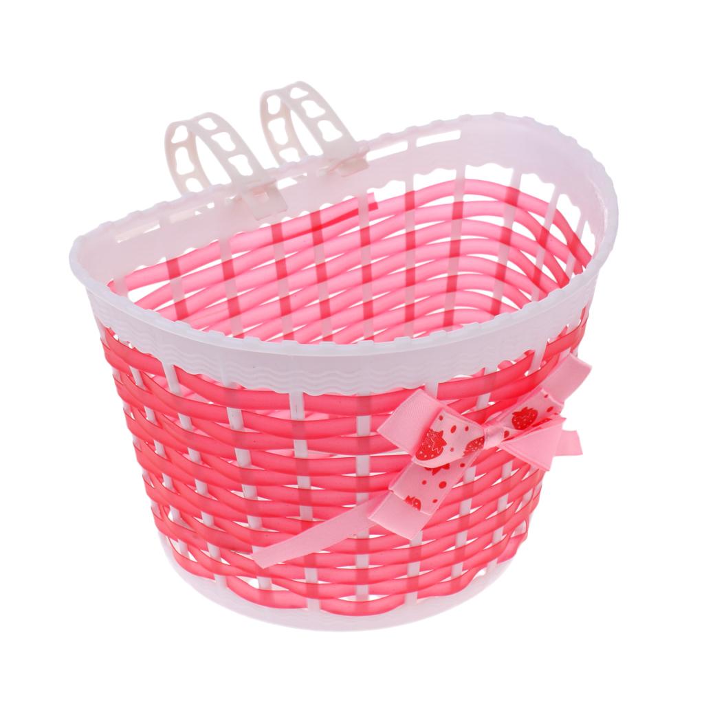 2 Pieces Childrens Kids Girls Bike Bowknot Front Basket with Flowers