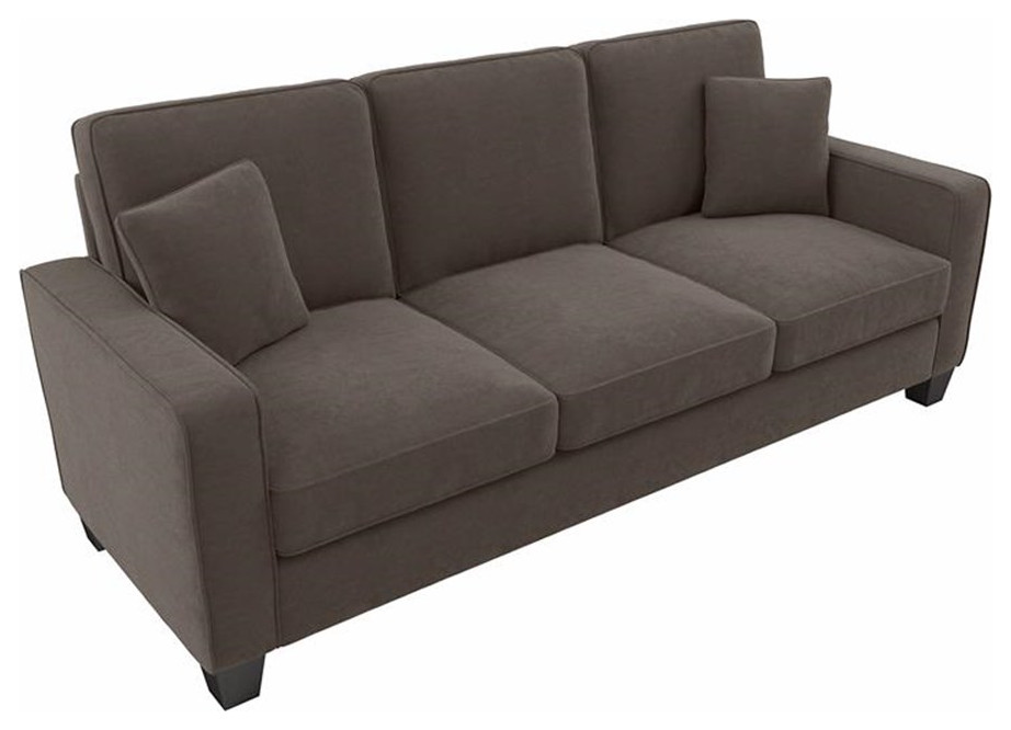 Stockton 85W Sofa in Chocolate Brown Microsuede   Sofas   by Homesquare  Houzz