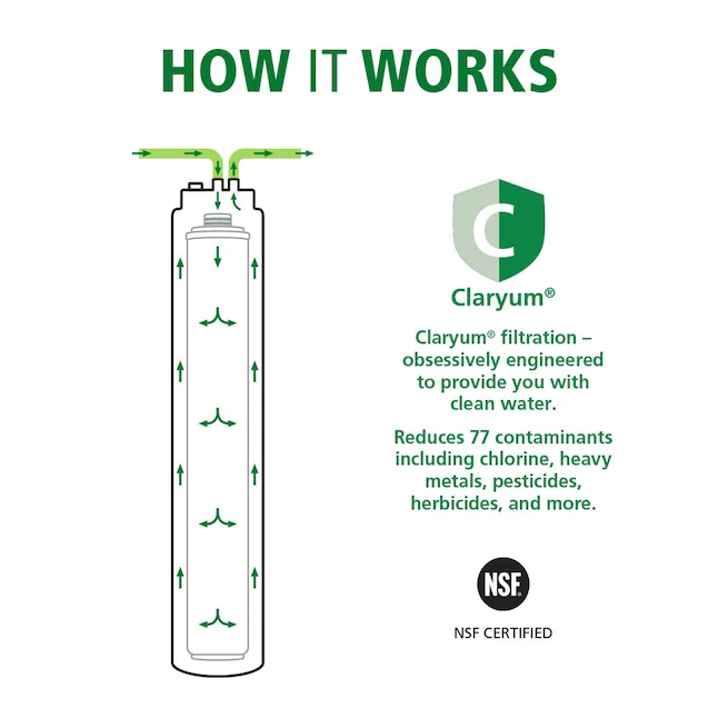 AO Smith Under Sink Water Filter System - Advanced Direct Connect Main Faucet Clean Water Filtration - NSF Certified - Claryum Filtration Reduces 99% of 77 Harmful Contaminants