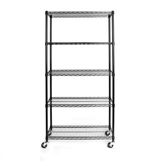 Karl home NSF-Certified Black Wire Shelf with Wheels (35.43 in. D x 17.72 in. W) 302544771362