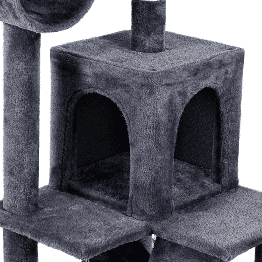 Yaheetech 51'' Cat Tree Condo Multilevel Cat Towers W/ Hammock Tunnel Scratching Post， Dark Gray