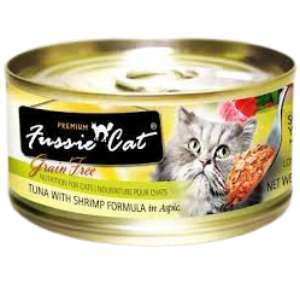 Fussie Cat Premium Tuna with Shrimp Formula in Aspic Canned Cat Food，