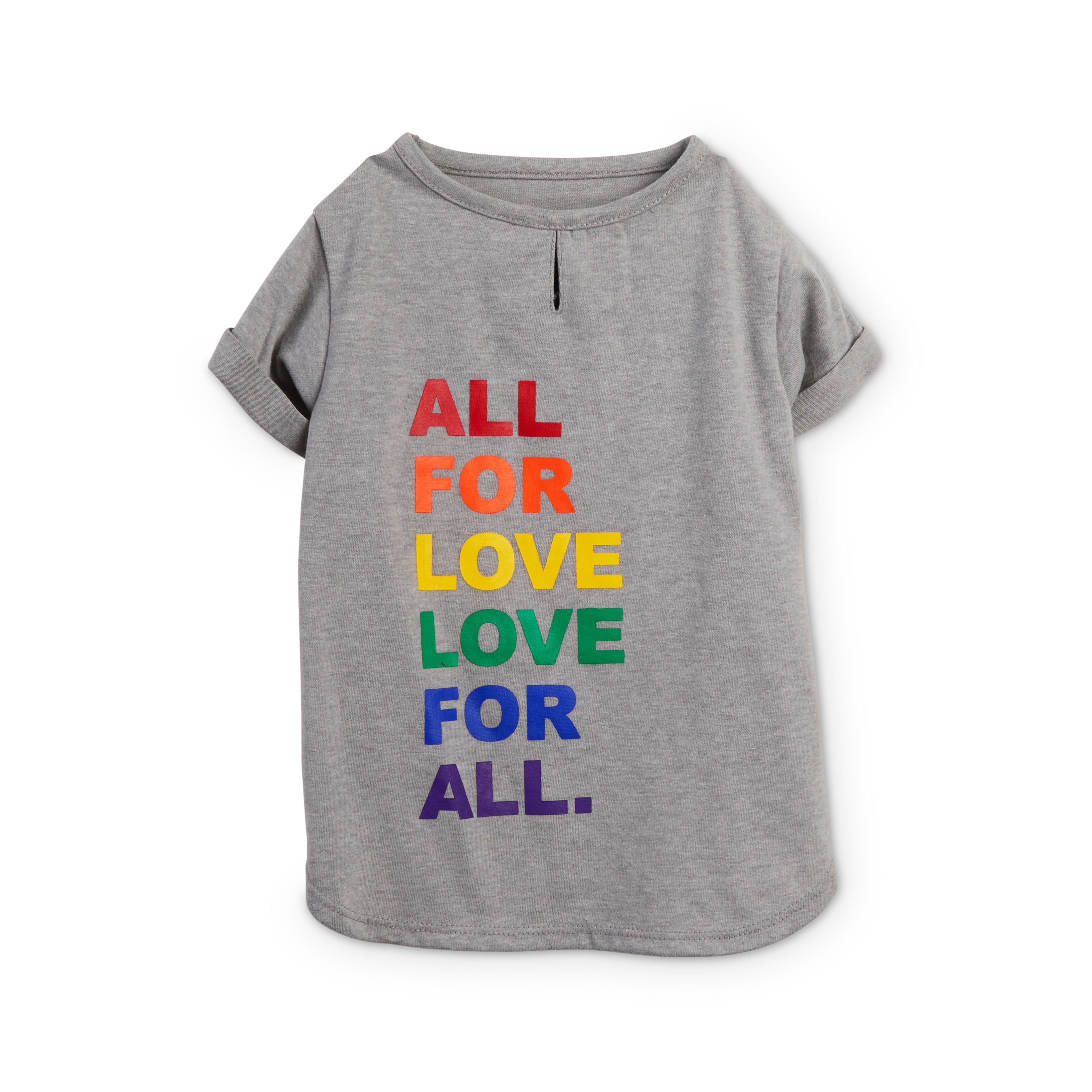 YOULY The Free Spirit Rainbow Love Dog Grey T-Shirt， X-Small