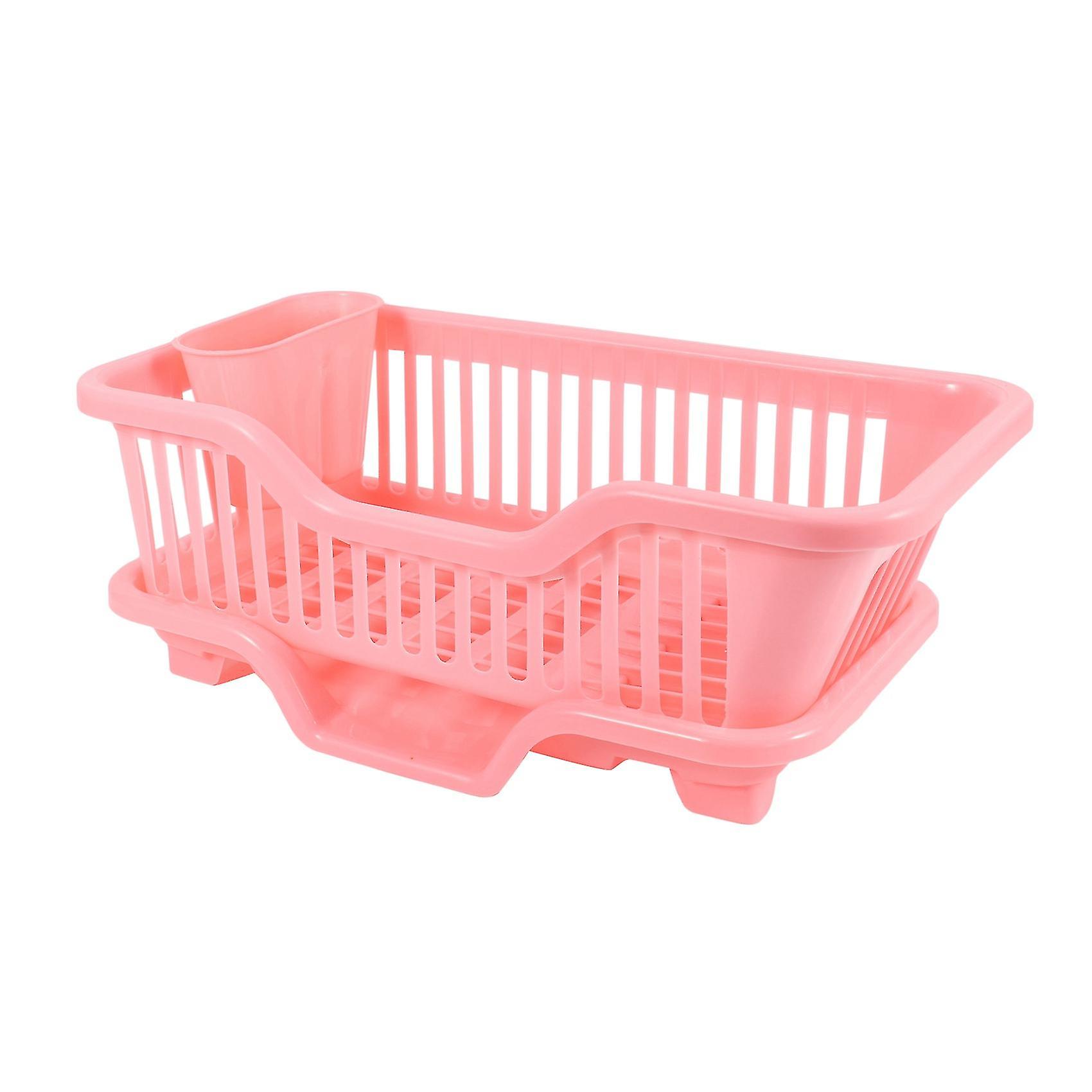 Environmental Plastic Kitchen Sink Dish Drainer Set Rack Washing Holder Basket Organizer Tray， 17.5