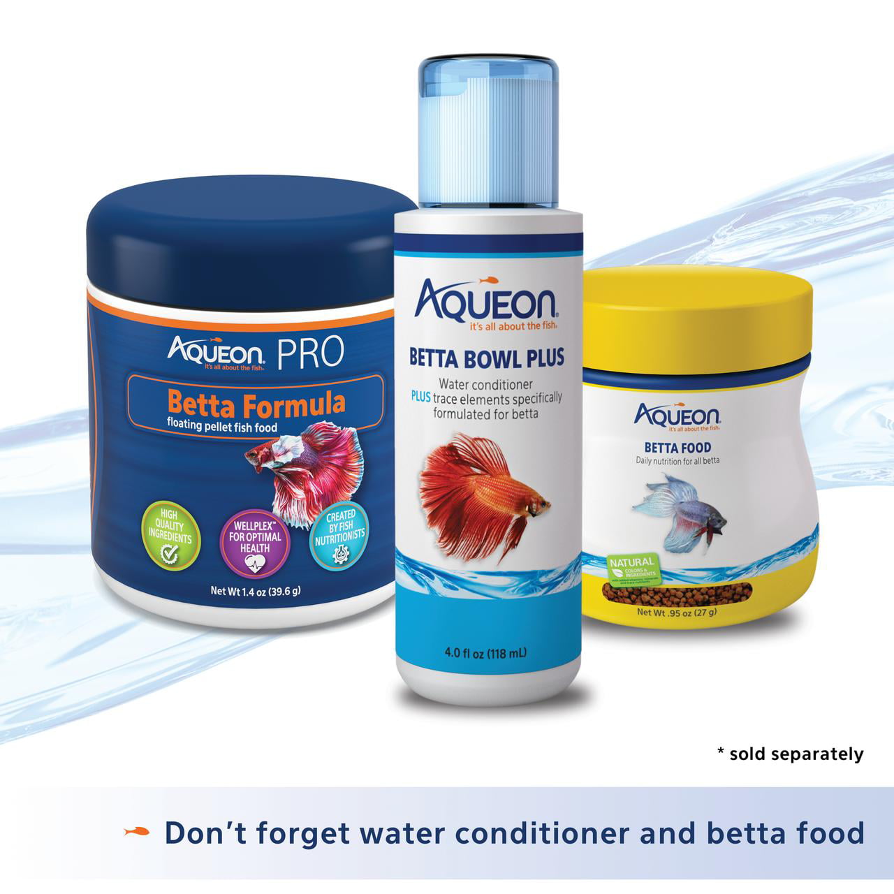 Aqueon Betta Bowl Kit Blue， 0.5 Gallon