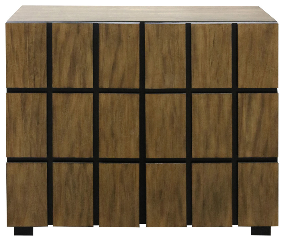 Cypress Brown Two Door Dimensional Squares Wooden Cabinet   Transitional   Accent Chests And Cabinets   by StyleCraft  Houzz