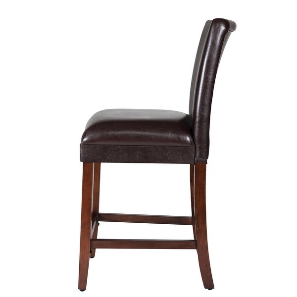 24-inch Luxury Brown Faux Leather Barstool - 24 inches