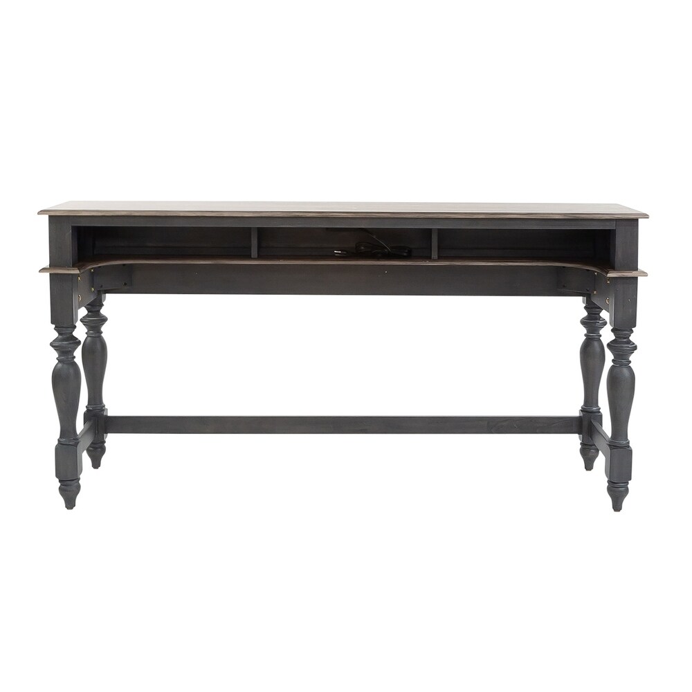 Ocean Isle Slate and Weathered Pine 4 Piece Console Table Set