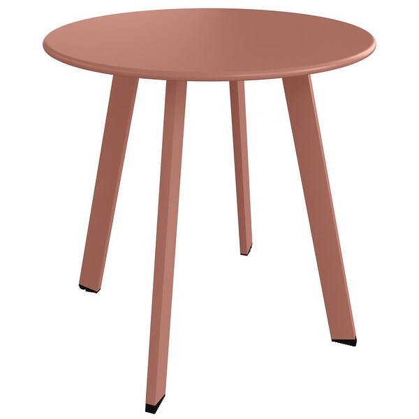 Steel Patio Side Table Weather Resistant Outdoor Round End Table