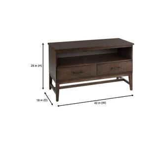 Home Decorators Collection Bellamy Smoke Brown Wood 2 Drawer TV Stand with Cord Management (42 in. W x 25 in. H) SK19345H1-S