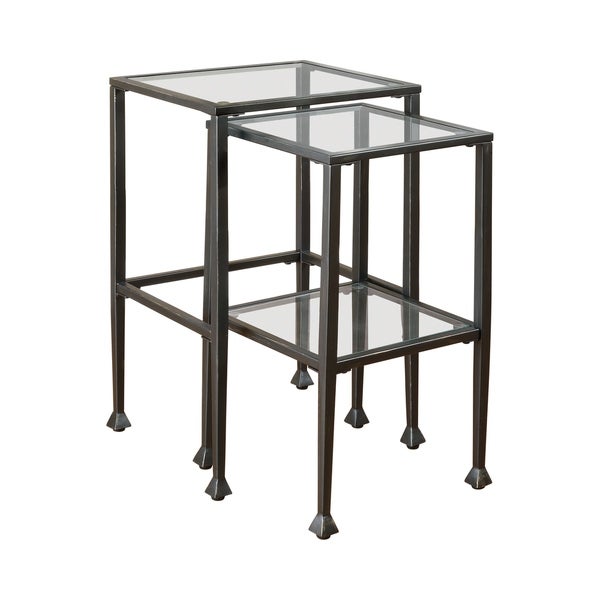 Coaster Furniture Leilani Black 2-piece Glass Top Nesting Tables