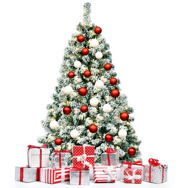 4.5Ft\6Ft\7.5Ft PreLit PVC Snow Flocked Artificial Christmas Tree