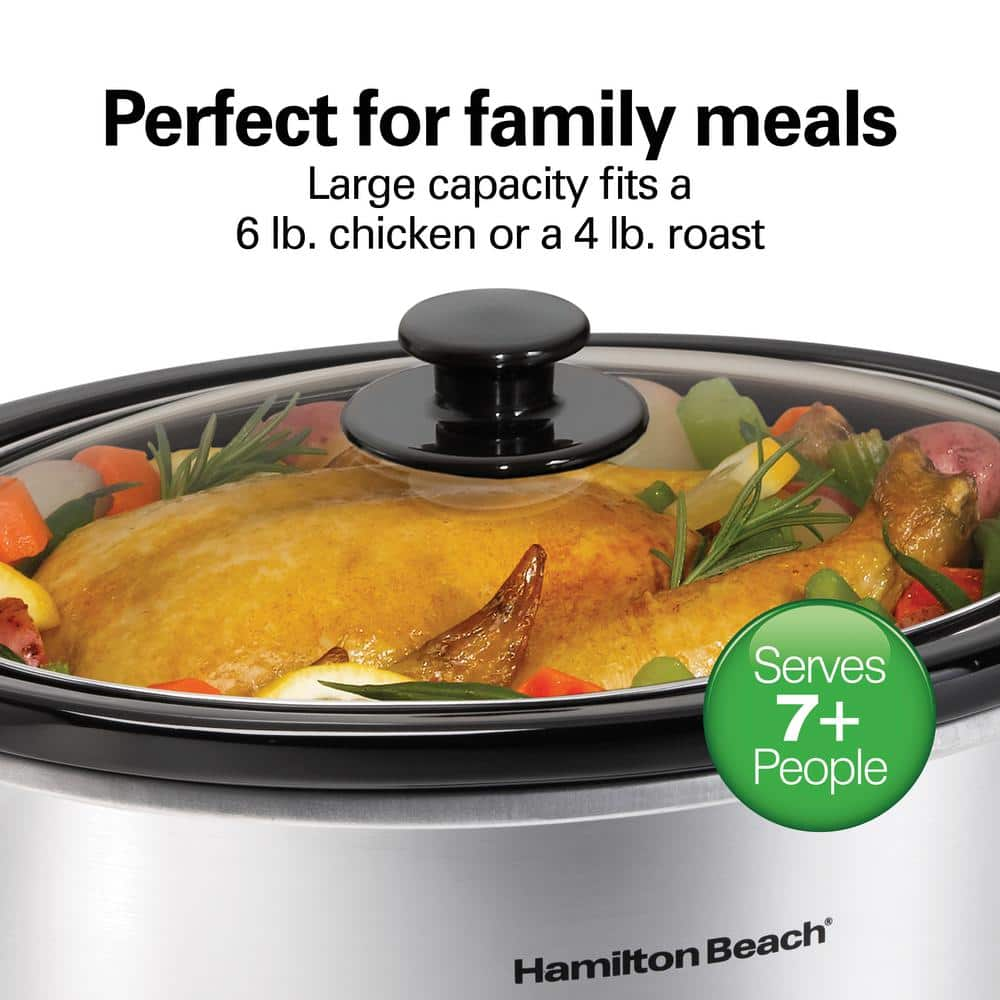 Hamilton Beach 6 qt. Programmable Silver Slow Cooker with Temperature Settings 33463