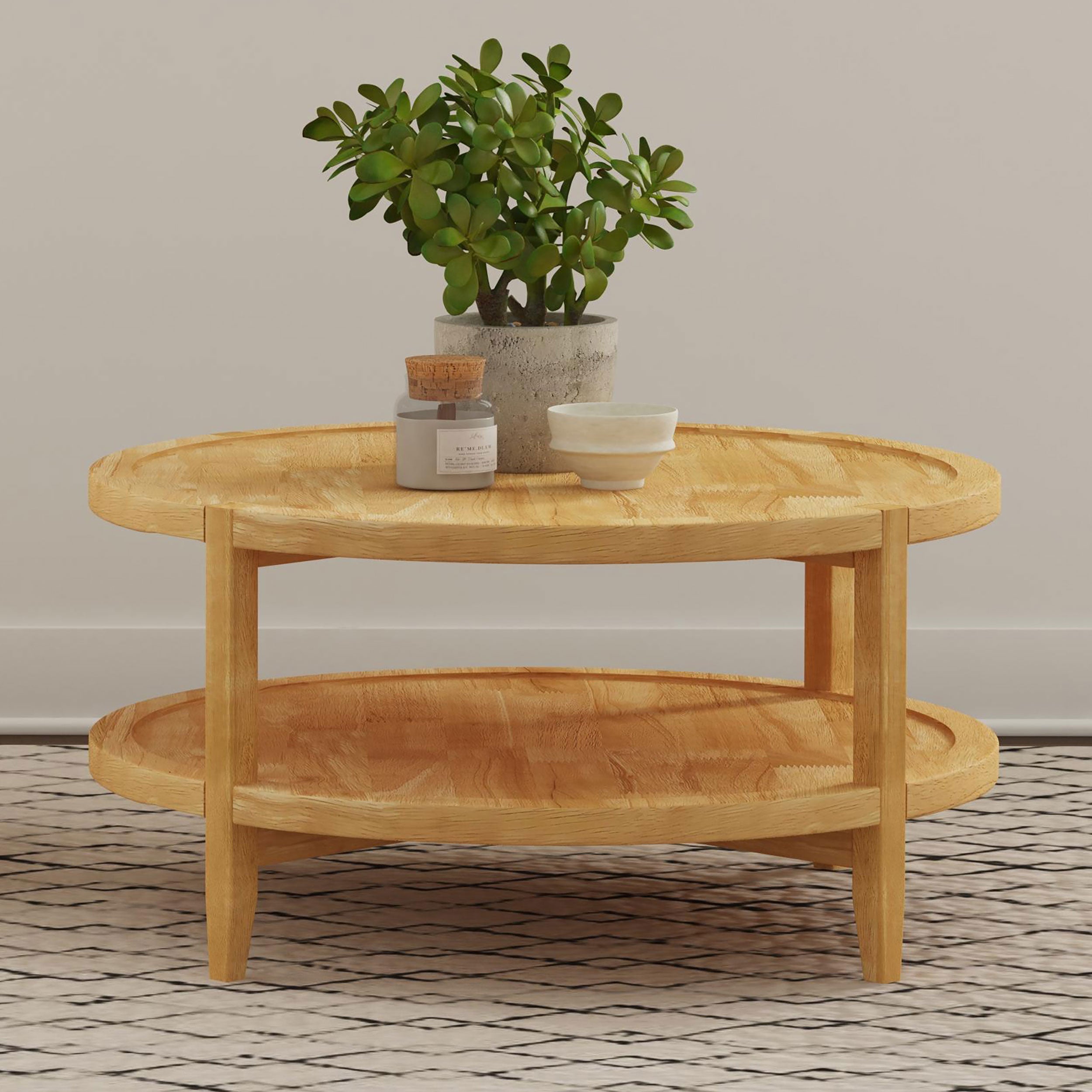 Camillo Round Solid Wood Coffee Table Maple Brown -709698