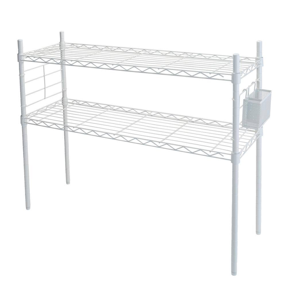 OIA White 2-Tier Steel Etagere Adjustable Shelves (12.01 in. W x 27.99 in. H x 36.02 in. D) NH-34951-WHT