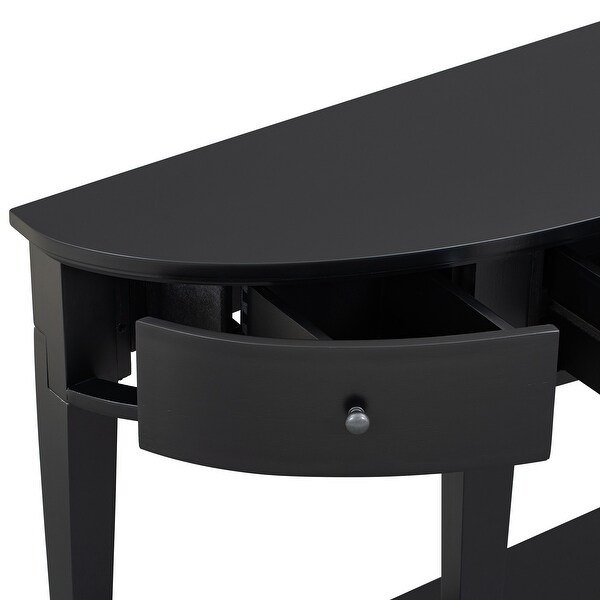 Modern Curved Console Table Sofa Table with 3 drawers