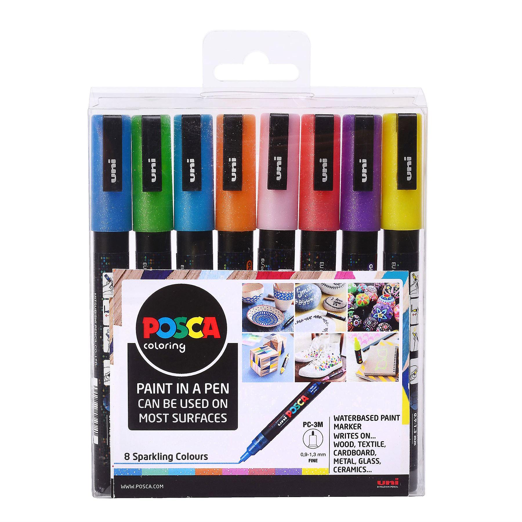 Uni Posca Markers PC-3M 8pc Set of Sparkling Colours